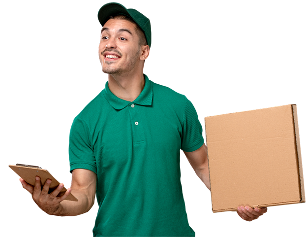 Repartidor entregando